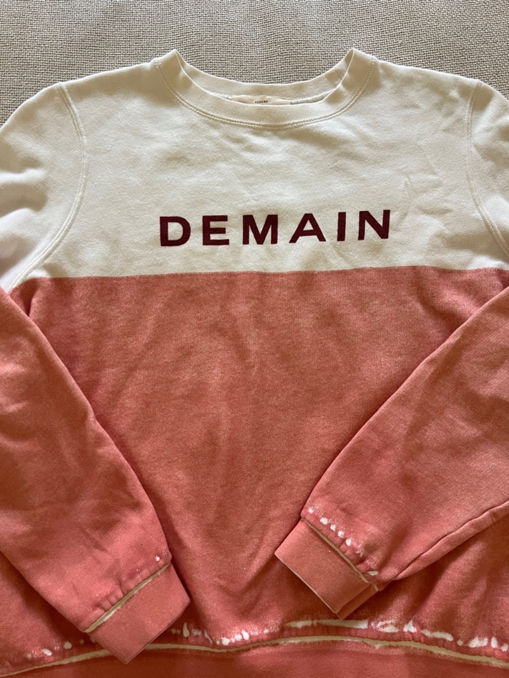 Sezane x Bobo Choses DEMAIN Pink & Cream Crewneck Sweatshirt